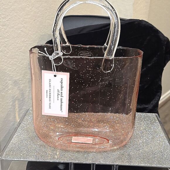 Cupcakes & Cashmere Clear Pink Handbag Vase/Decor - Picture 4 of 8